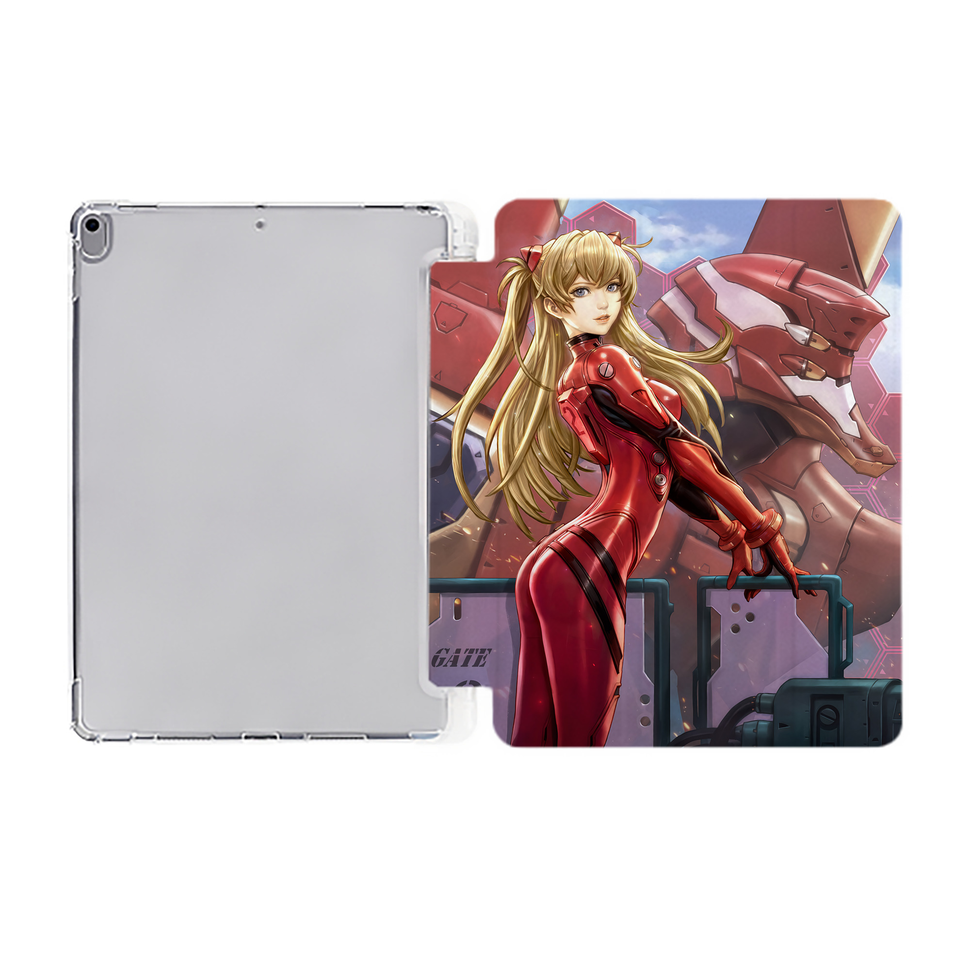 （画像用） EVA 新世紀エヴァンゲリオン IPad ケース ペン収納付き 三つ折りスタンド PUレザー×シリコン 対応機種9.5/10.5/10.9インチ